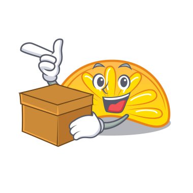 Kutu portakal jöle şeker karakter karikatür ile