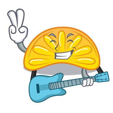 Gitar portakal jöle şeker maskot karikatür ile