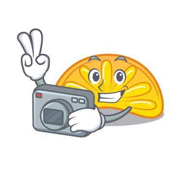 Fotoğrafçı portakal jöle şeker maskot çizgi film