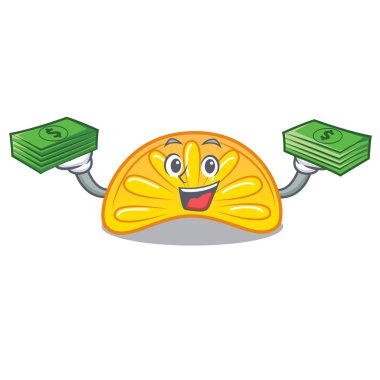 Para çantası portakal jöle şeker maskot karikatür ile