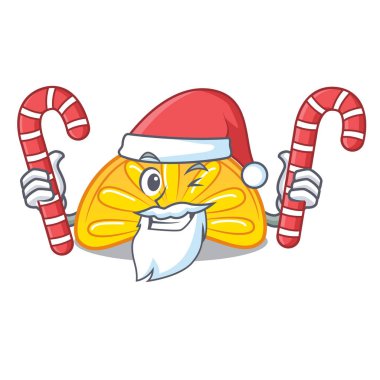Santa şeker portakal jöle şeker maskot karikatür ile