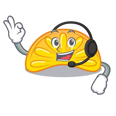 Kulaklık portakal jöle şeker maskot karikatür ile