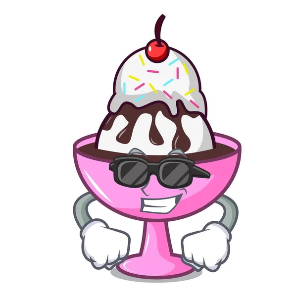Super legal sorvete sundae personagem desenhos animados —  Vetores de Stock