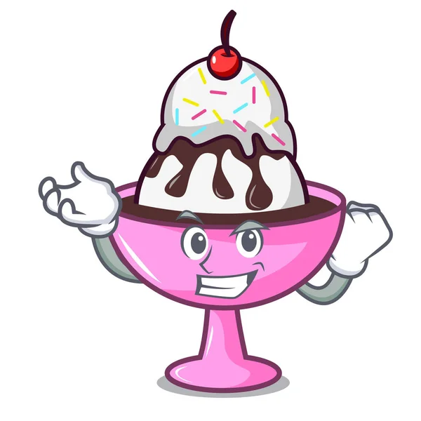 Helado de éxito sundae personaje de dibujos animados — Vector de stock