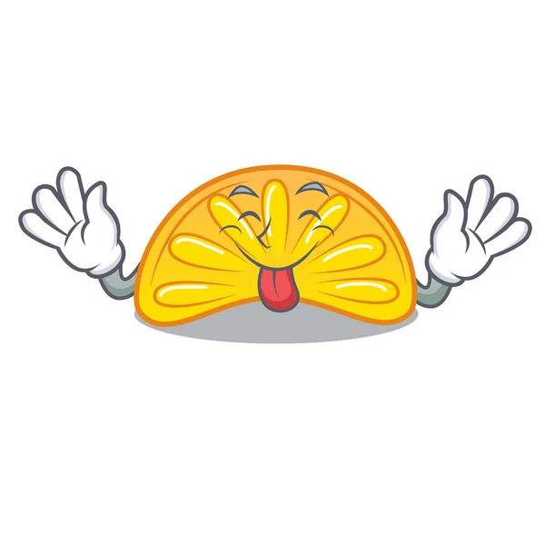 Língua para fora laranja geléia doce mascote cartoon — Vetor de Stock