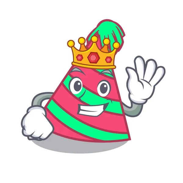 King party hat mascot cartoon — Stock Vector