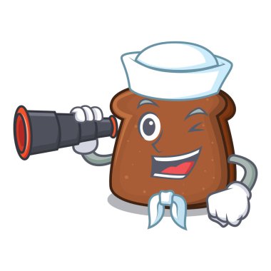 Denizci dürbün kahverengi ekmek maskot karikatür ile