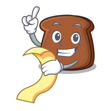 Menü kahverengi ekmek maskot karikatür ile