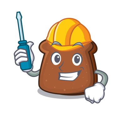 Otomotiv kahverengi ekmek maskot çizgi film