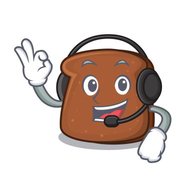 Kulaklık kahverengi ekmek maskot karikatür ile