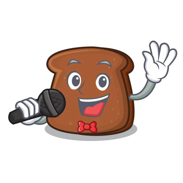 Menyanyikan kartun maskot roti cokelat - Stok Vektor