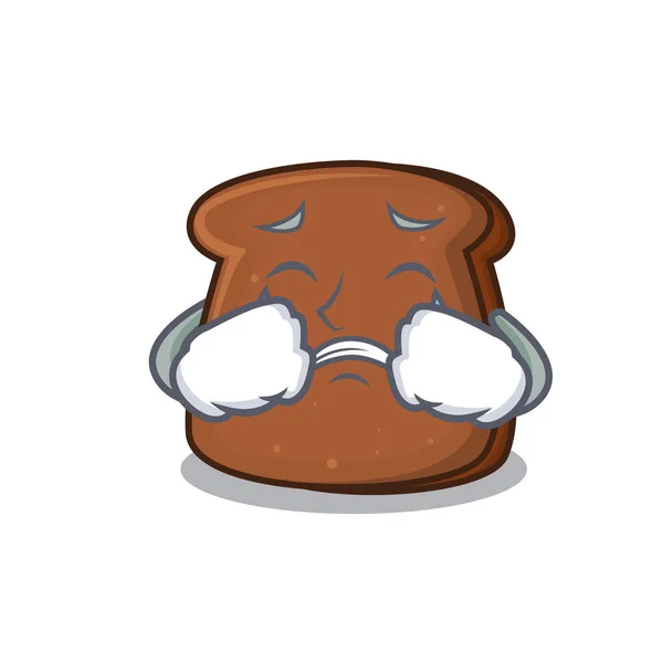 Mascotte de pain brun pleurer — Image vectorielle