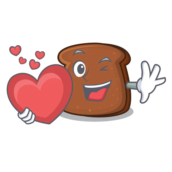 Med hjärtat brunt bröd maskot tecknad — Stock vektor