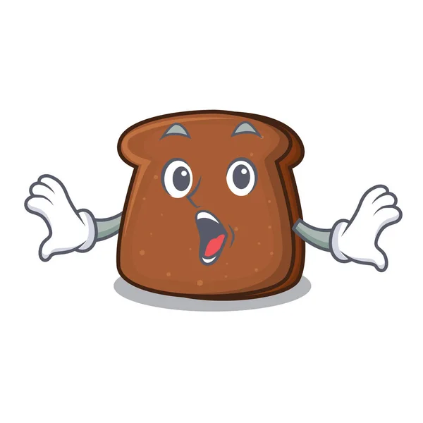 놀란된 브라운 빵 마스코트 만화 — 스톡 벡터