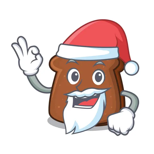 Santa mascote de pão marrom desenhos animados — Vetor de Stock