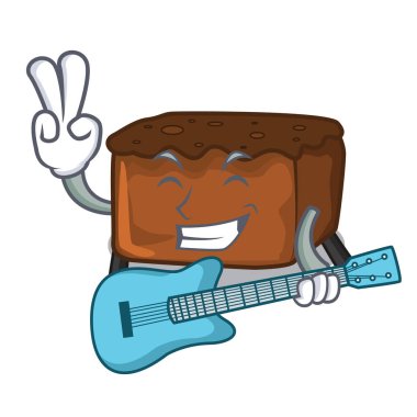 Gitar kek maskot karikatür tarzı ile