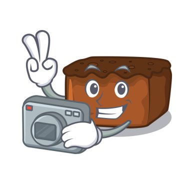 Fotoğrafçı kek maskot karikatür tarzı