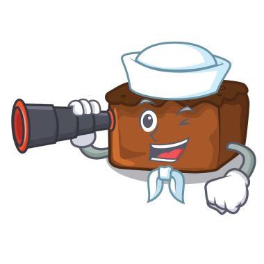 Denizci dürbün kek maskot karikatür tarzı ile