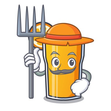 Çiftçi portakal suyu karakter karikatür