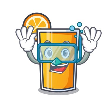 Portakal suyu karakter karikatür dalış