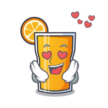 Aşk portakal suyu maskot karikatür
