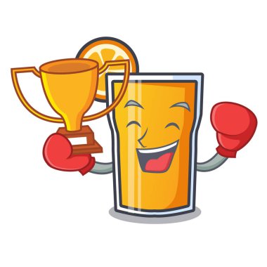 Boks şampiyonu portakal suyu maskot çizgi film