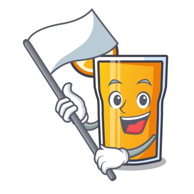 Bayrak portakal suyu maskot karikatür ile