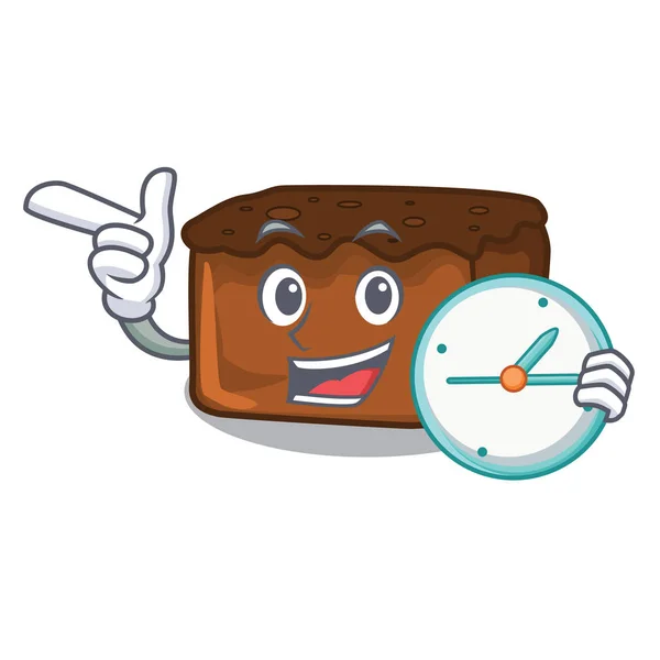 Con brownies reloj carácter estilo de dibujos animados — Archivo Imágenes Vectoriales