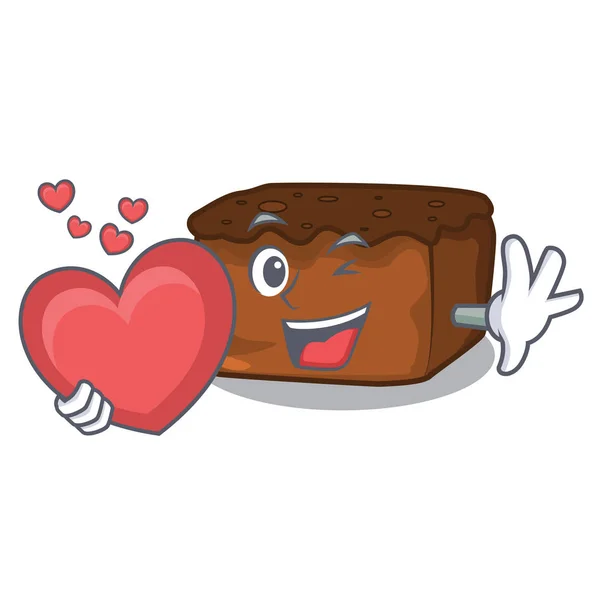 Con corazón brownies mascota estilo de dibujos animados — Vector de stock