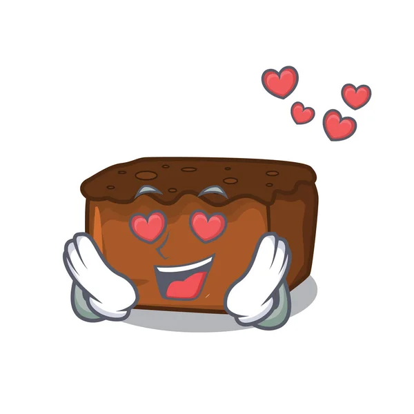 Dans l'amour brownies style de mascotte de dessin animé — Image vectorielle