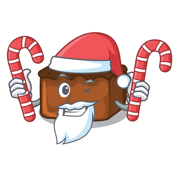Santa con dulces brownies mascota estilo de dibujos animados — Archivo Imágenes Vectoriales
