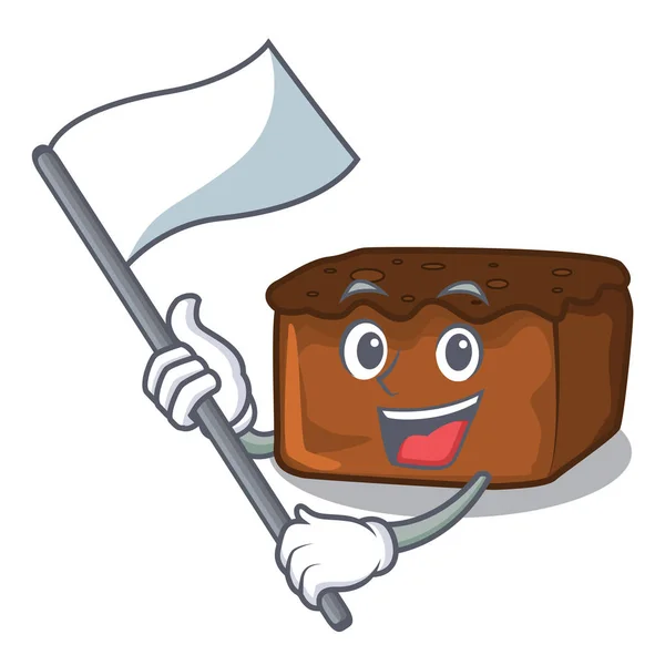 Con la bandera brownies mascota estilo de dibujos animados — Archivo Imágenes Vectoriales