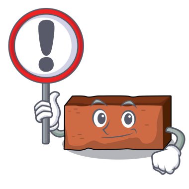 İşareti tuğla karakter karikatür tarzı ile