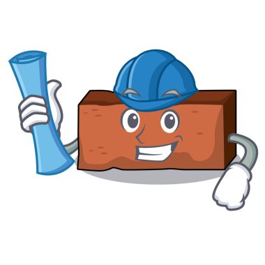 Mimar tuğla karakter karikatür tarzı