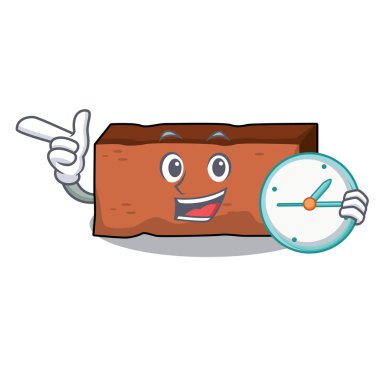 Saat tuğla karakter karikatür tarzı ile