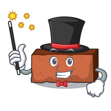 Sihirbaz tuğla maskot karikatür tarzı