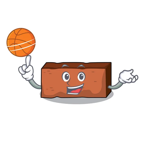 Avec style de dessin animé de personnage de brique de basket — Image vectorielle