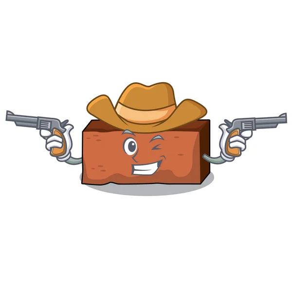 Cowboy tijolo personagem desenho animado estilo —  Vetores de Stock