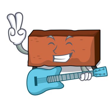 Gitar tuğla maskot karikatür tarzı ile