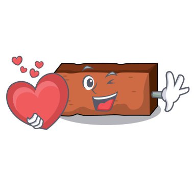 Kalp tuğla maskot karikatür tarzı ile