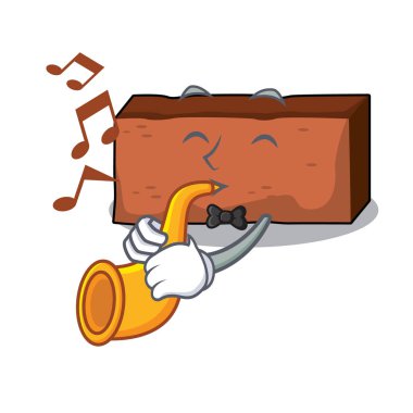 Trompet tuğla maskot karikatür tarzı vektör çizim ile