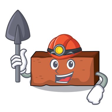 Madenci tuğla maskot karikatür tarzı