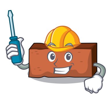 Otomotiv tuğla maskot karikatür tarzı