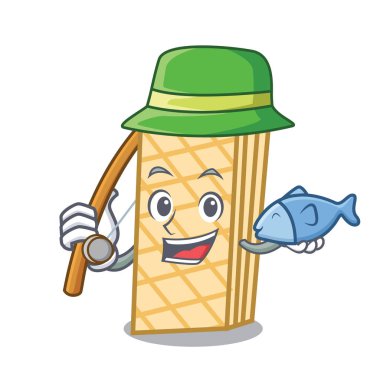 Gözleme maskot karikatür tarzı Balık tutma