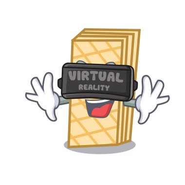 Sanal gerçeklik gözleme maskot karikatür tarzı