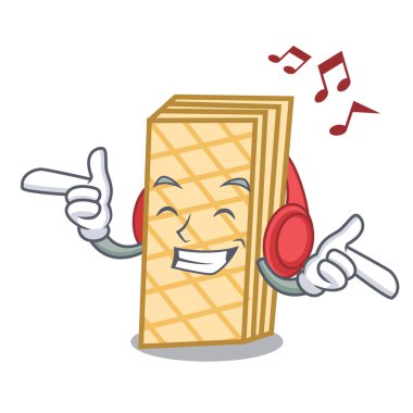 Dinleme müzik gözleme maskot karikatür tarzı