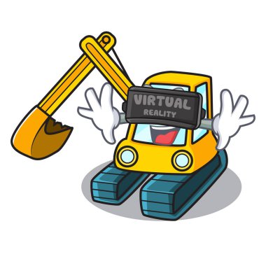 Sanal gerçeklik Ekskavatör maskot karikatür tarzı