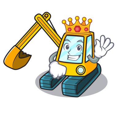 Kral Ekskavatör maskot karikatür tarzı