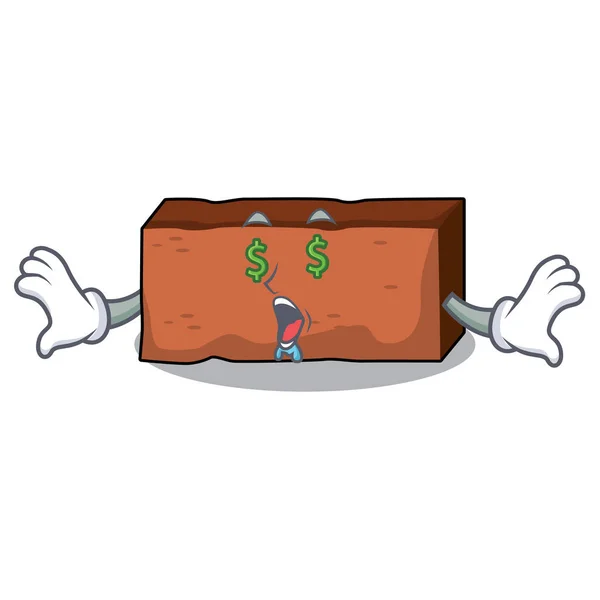 Money eye brick mascot cartoon style — Stock Vector