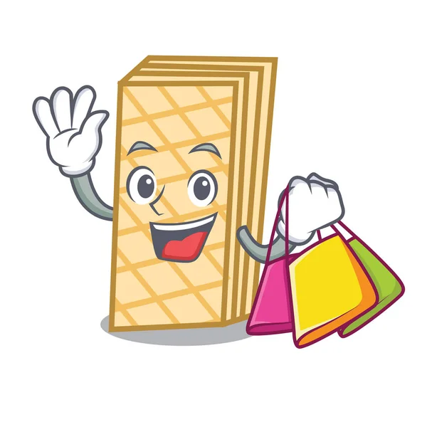 Shopping waffle personaggio stile cartone animato — Vettoriale Stock